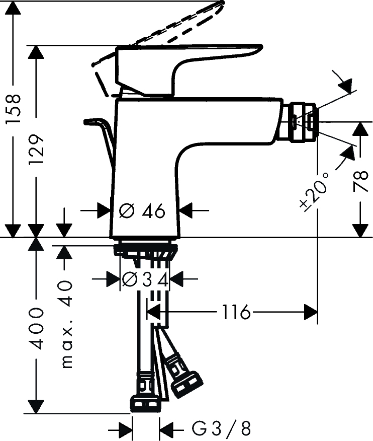 Смеситель для биде Hansgrohe Talis E 71720140, бронза