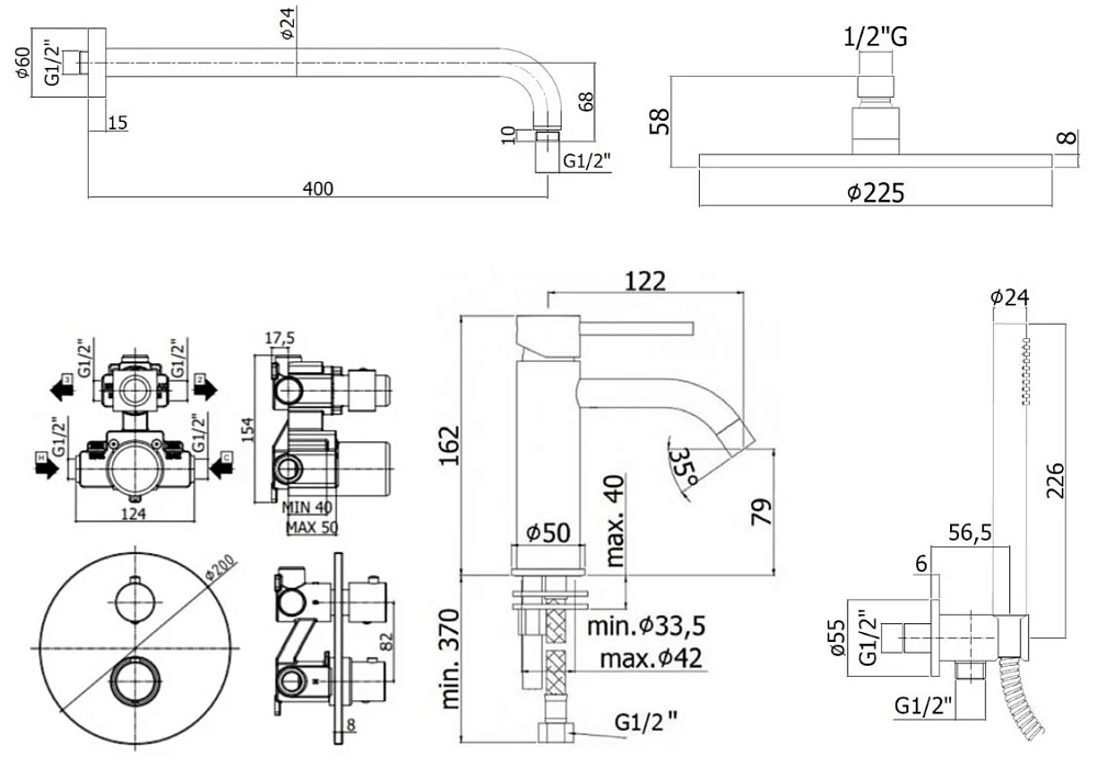 Душевая система Paffoni KIT LIG KITLIQ018NO071 черный