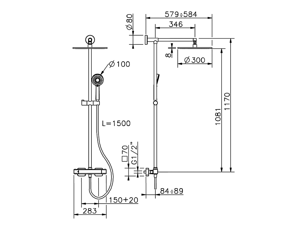 Душевая система Cisal Cubic CUC7807521 хром