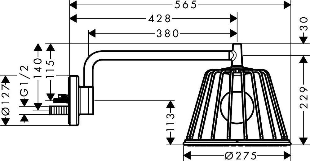 Верхний душ Axor LampShower 26031000, хром