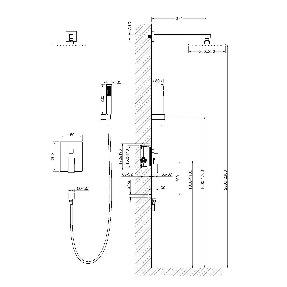 Душевая система Timo Selene SX-2069/16SM белый матовый