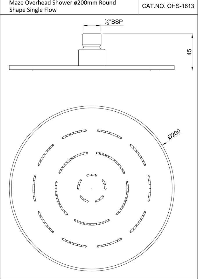 Верхний душ Jaquar Overhead Showers OHS-BLM-1613