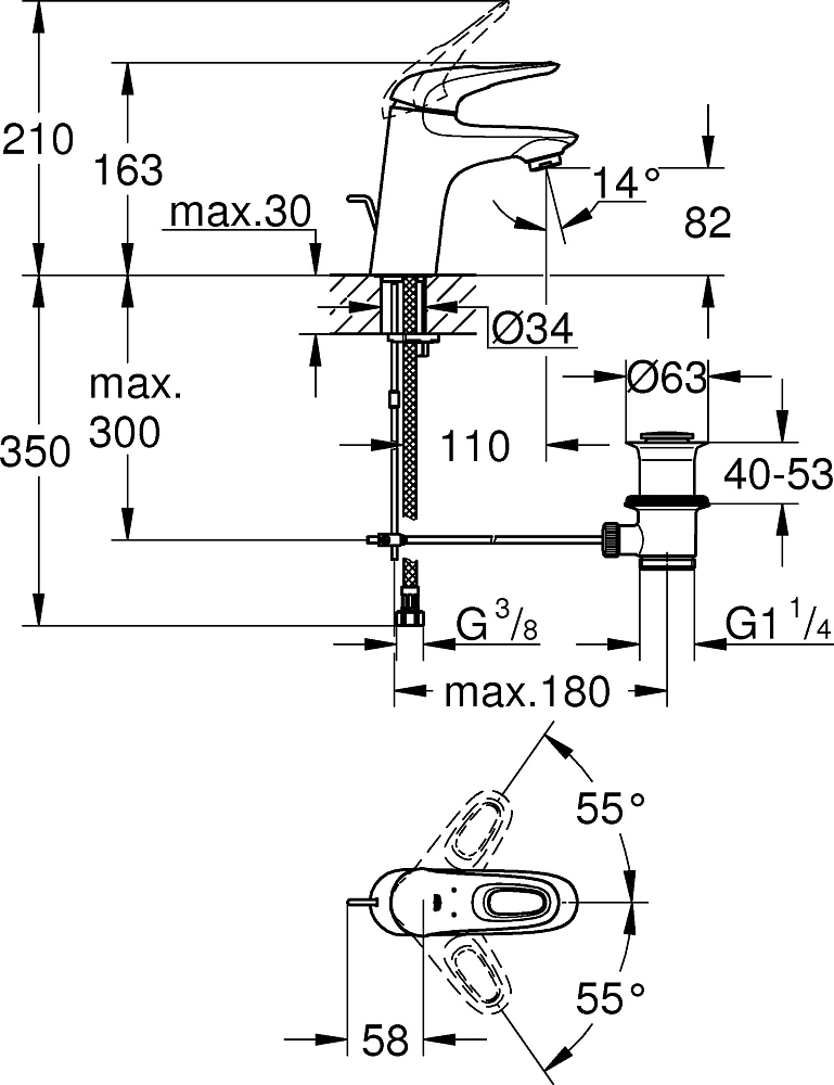 Смеситель Grohe Eurostyle New 33558003 для раковины