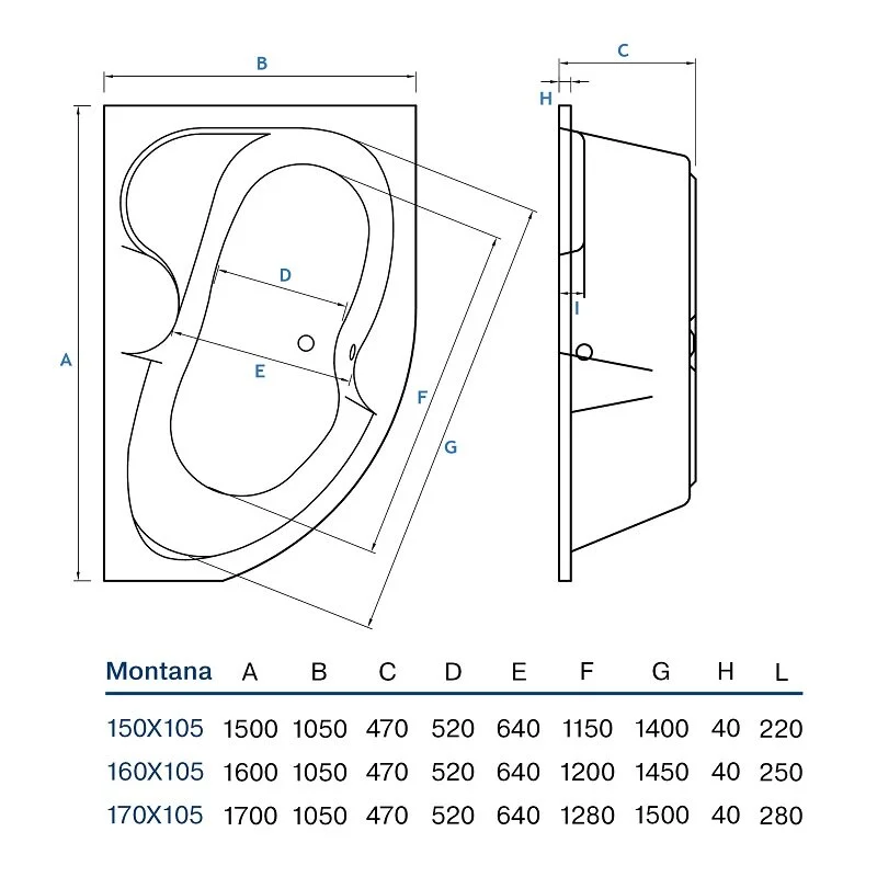 Акриловая ванна Koller Pool Montana MONTANA150X105L белый