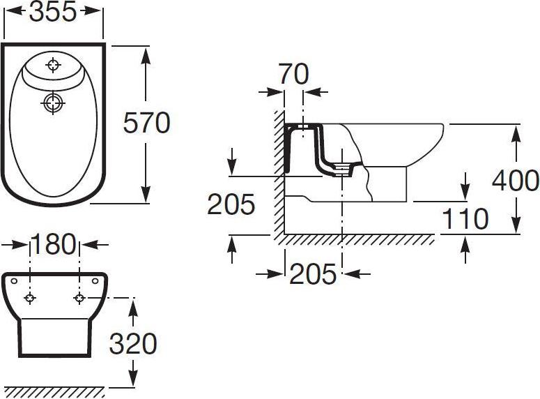 Комплект Подвесное биде Roca Dama Senso 357515000 + Система инсталляции для биде Grohe Rapid SL 38553001