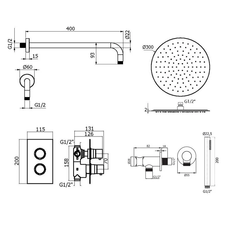 Душевая система Plumberia Selection Ixo KITXOT18QBOKING белый