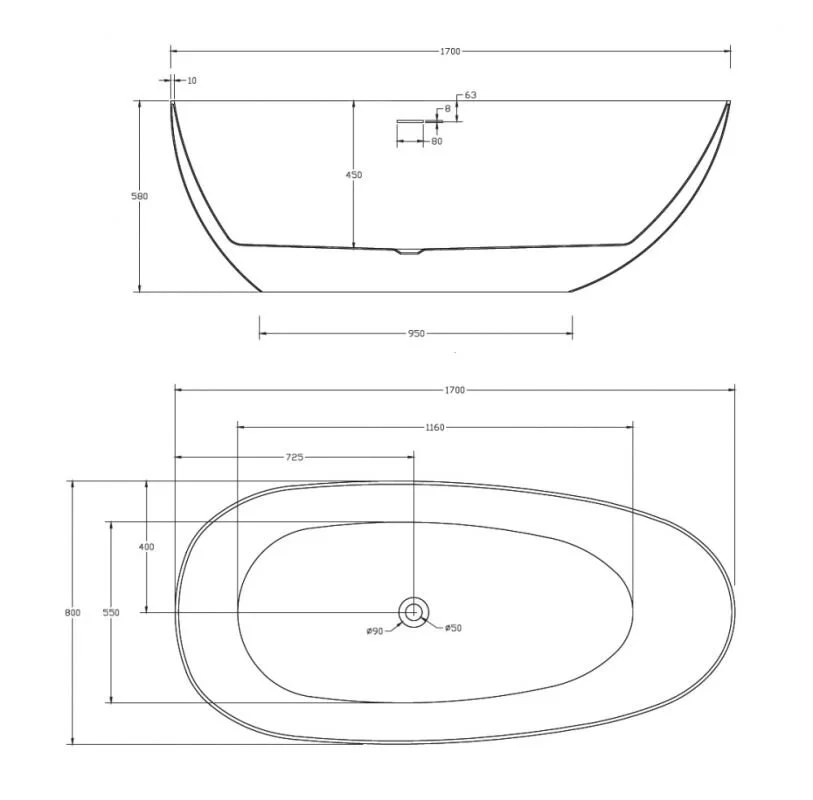 Акриловая ванна Abber AB9211MB черный