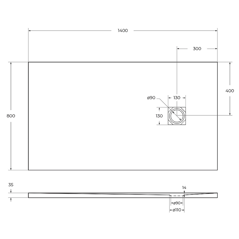 Душевой поддон из искусственного камня BelBagno TRAY-MR-UNO-AH-140/80-35-W-CR 140x80, белый