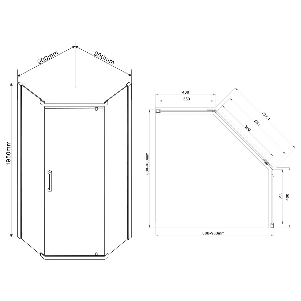 Душевой уголок Vincea Stresa VSP-1S900CLB 90x90, черный, стекло прозрачное