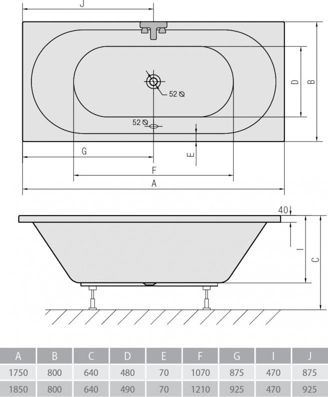 Акриловая ванна Alpen Viva B 175x80 88119