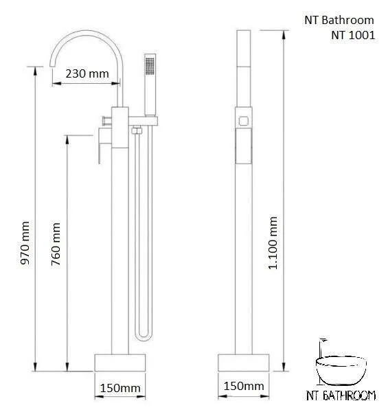 Смеситель для ванны с душем NTBagno NT1001 хром