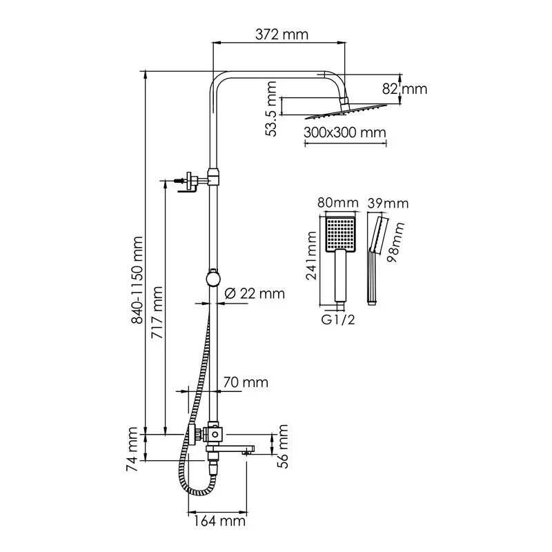 Душевая система WasserKRAFT серия A A199.118.141.010.CH Thermo хром