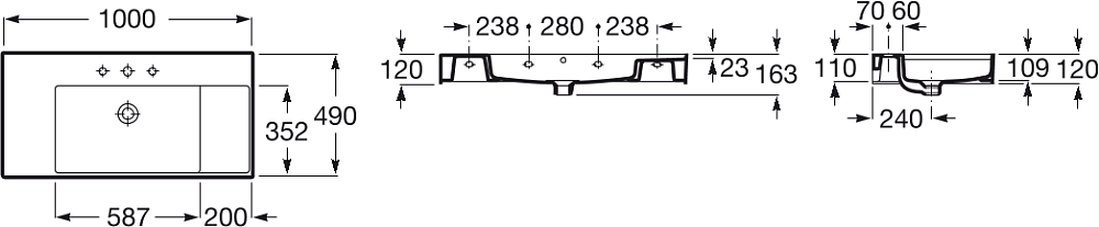 Раковина 100 см Roca Inspira 32752A000