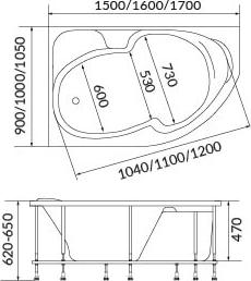 Акриловая ванна Creto Doris 170x90 см 14-17090R, правая, белый