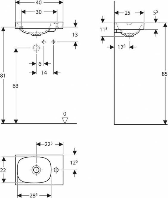 Раковина 40 см Geberit (Keramag) Acanto 500.635.01.8, белый