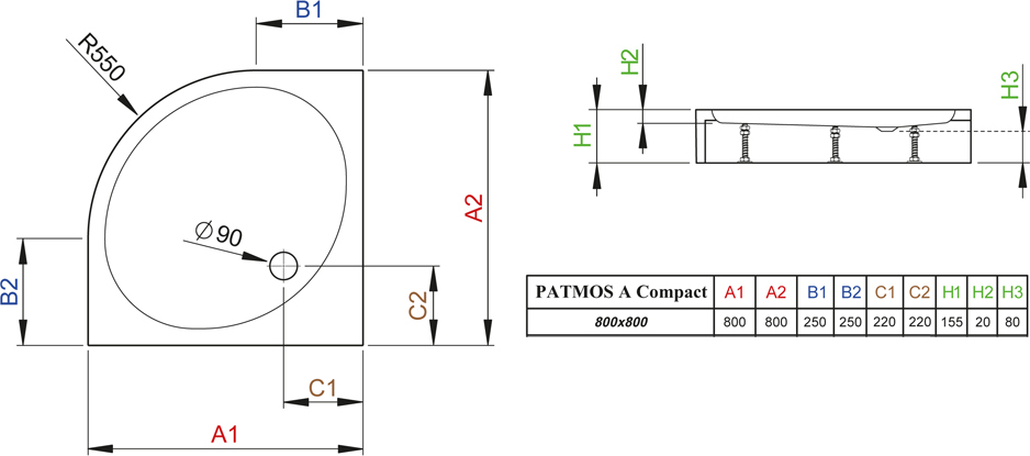 Поддон для душа Radaway Patmos A800 compact