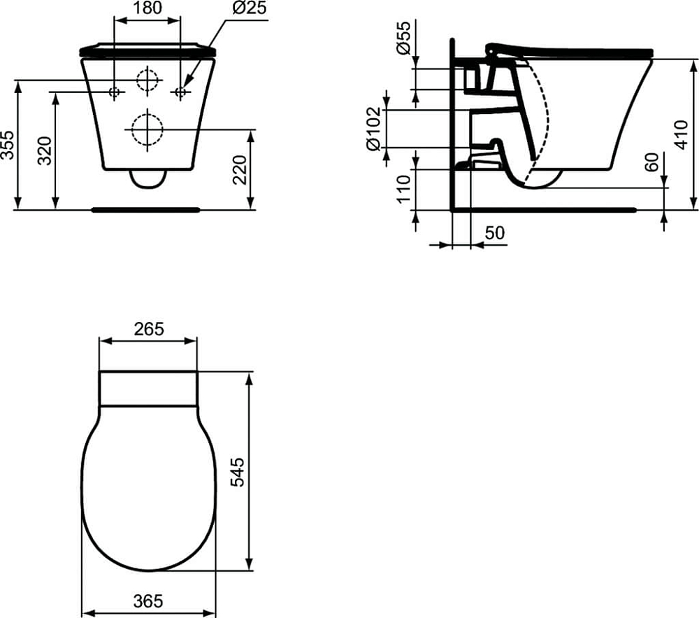 Подвесной унитаз Ideal Standard Connect Air K819501 с крышкой-сиденьем микролифт