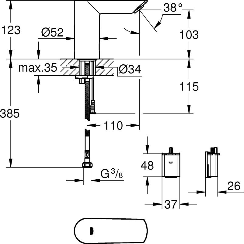 Смеситель для раковины Grohe Bau 36452000