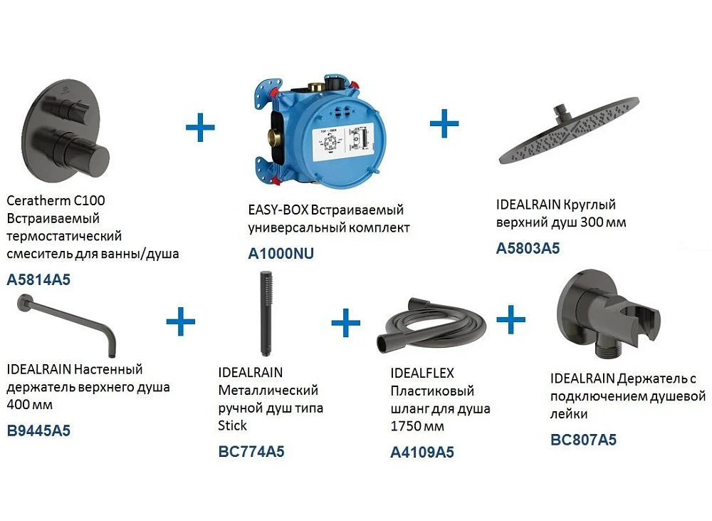 Душевая система Ideal Standard Ceratherm A7573A5 серый