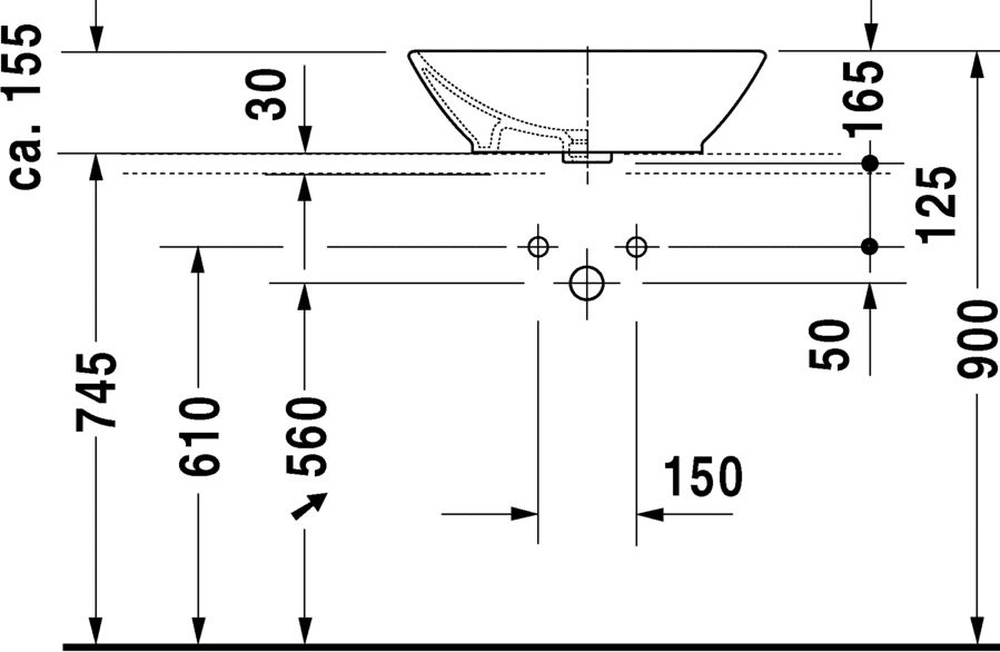 Раковина Duravit Bacino 0334520000