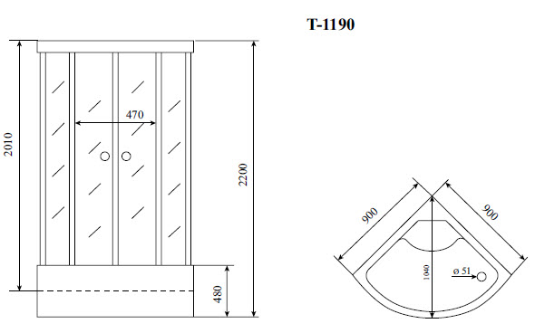 Кабина душевая Timo Standart T-5590