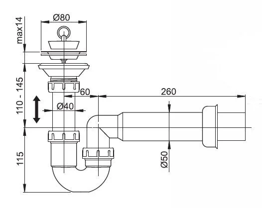 Сифон для душевого поддона AlcaPlast A464-DN50 хром, белый