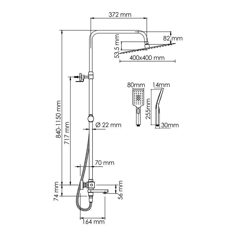 Душевая система WasserKRAFT серия A A199.119.103.010.CH Thermo хром