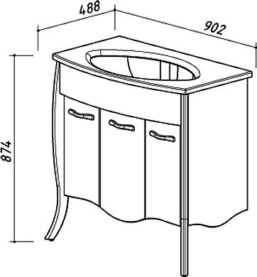 Тумба с раковиной Belux Бриз 90 белая