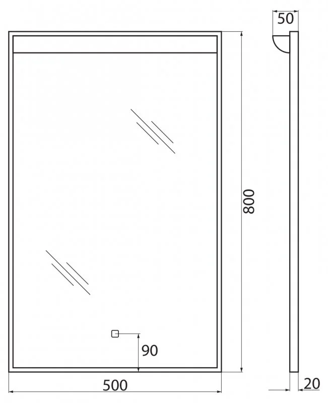 Зеркало BelBagno Uno SPC-UNO-500-800-TCH белый