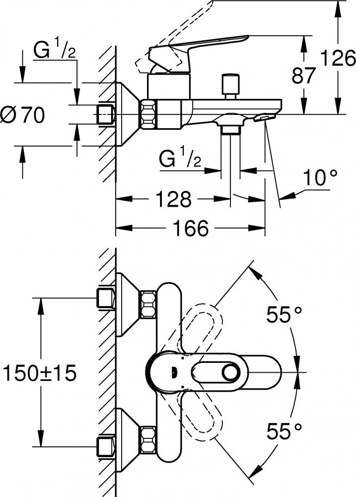 Смеситель Grohe BauLoop 23603000 для ванны с душем