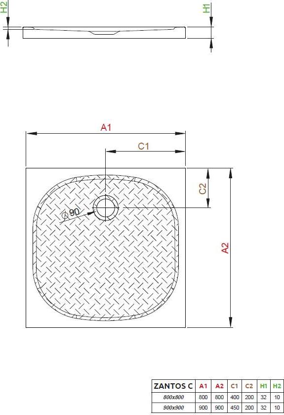 Душевой поддон Radaway Zantos C 90x90 см M3ZNC9090-06, белый