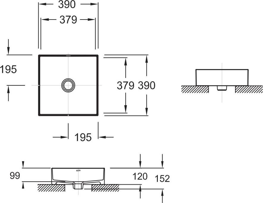 Раковина накладная 39 см Jacob Delafon Delta Pure E90011-0, белый