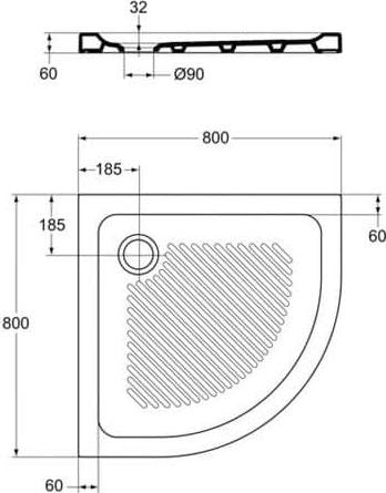 Поддон для душа 80x80 см Ideal Standard Connect T266701 слив 90 мм, белый