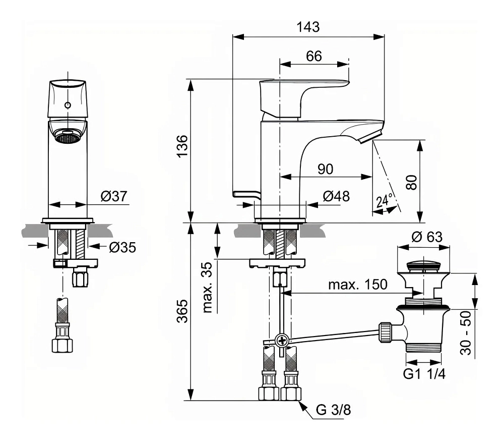 Смеситель для раковины Ideal Standard Connect Air A7014AA хром