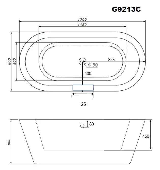 Акриловая ванна Gemy G9213C белый