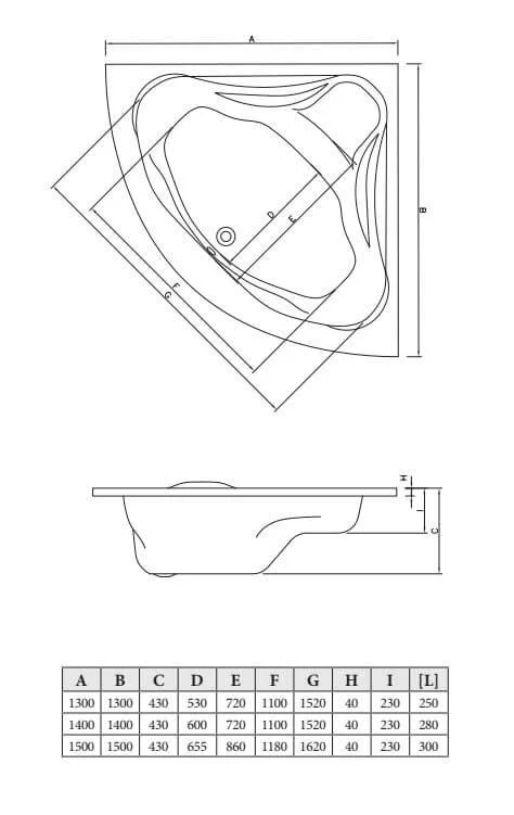 Акриловая ванна C-Bath Aurora 140х140 CBS001003 белый