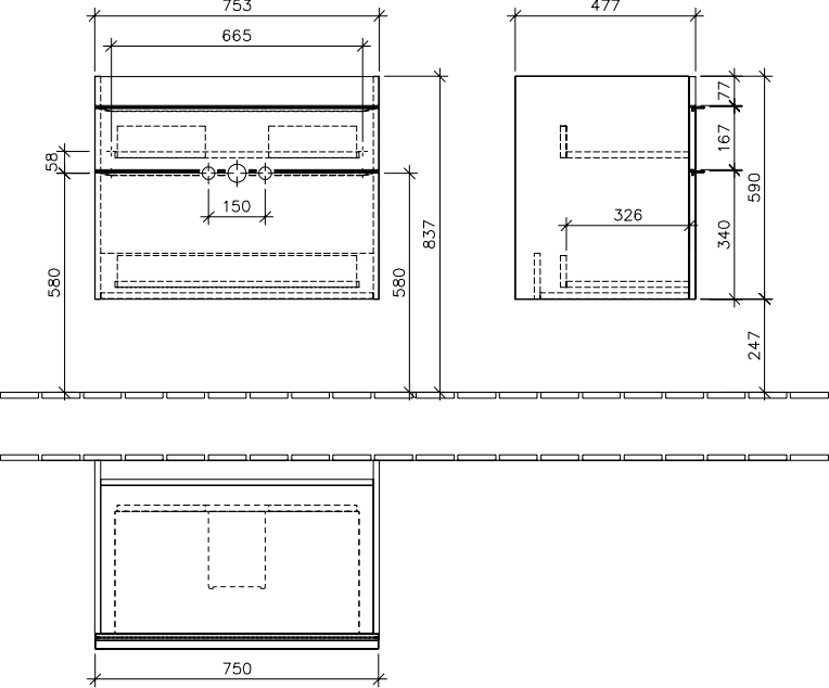 Тумба для комплекта Villeroy & Boch Venticello 80 A92504 white wood