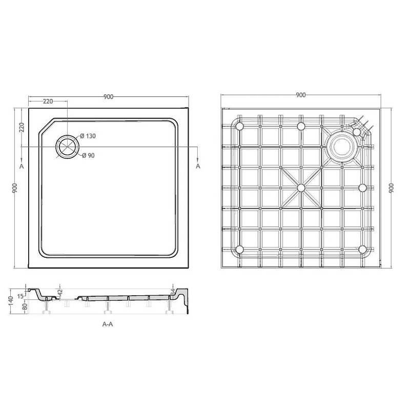 Душевой поддон Cezares Tray SMC 90x90 TRAY-SMC-A-90-550-150-W, белый