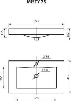 Раковина 75 см Misty Р-Мис14075
