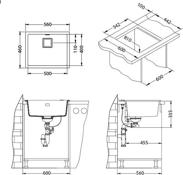 Кухонная мойка Alveus Quadrix 50 - Granital 1108035, бежевый