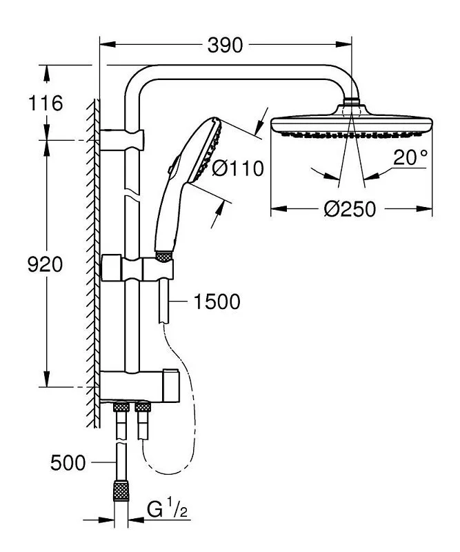 Душевая система Grohe Tempesta 26672001 хром