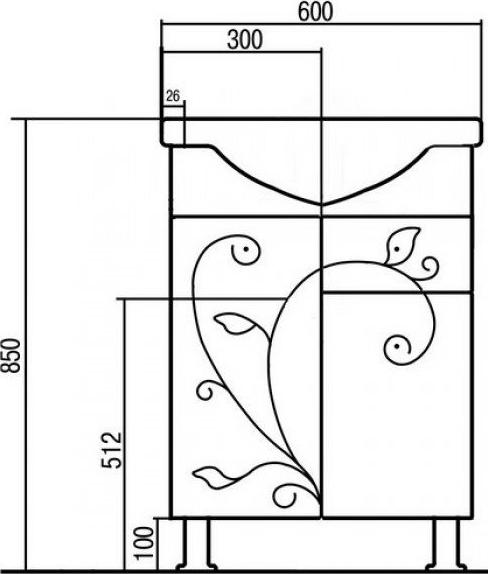 Тумба под раковину Aquaton Лиана 55 1A162901LL010, белый