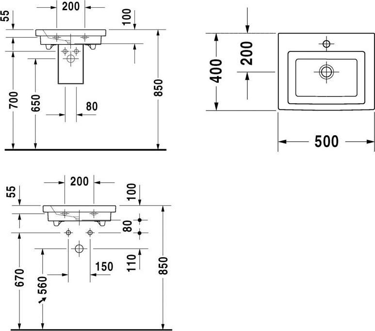 Раковина 50 см Duravit 2 Nd Floor 0790500000