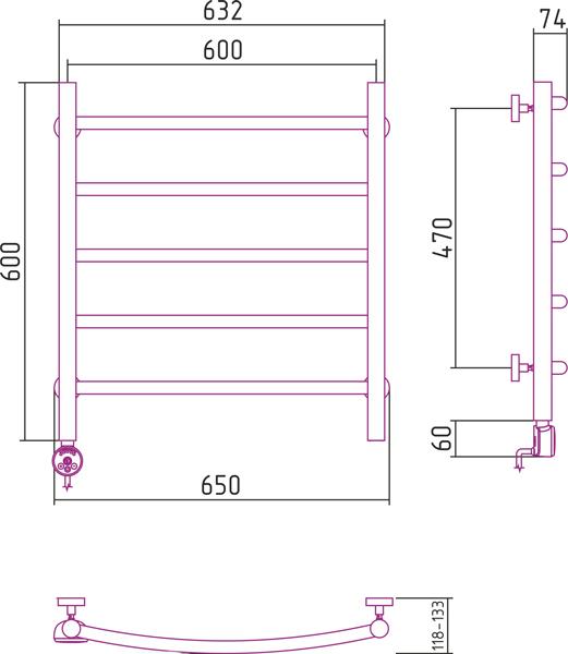 Полотенцесушитель электрический Сунержа Галант 60x60 L