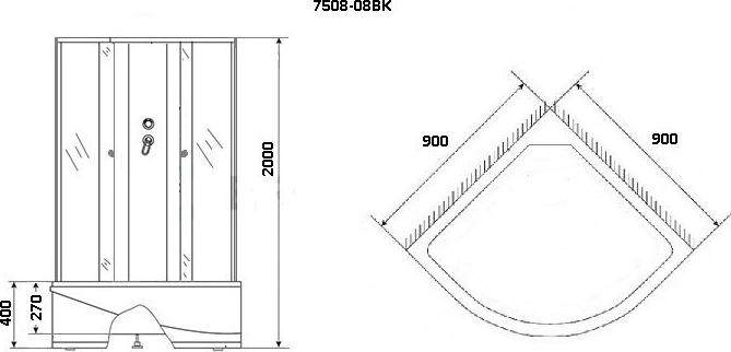 Душевая кабина Niagara Eco 7508BK 90х90х200 стекло мозаика