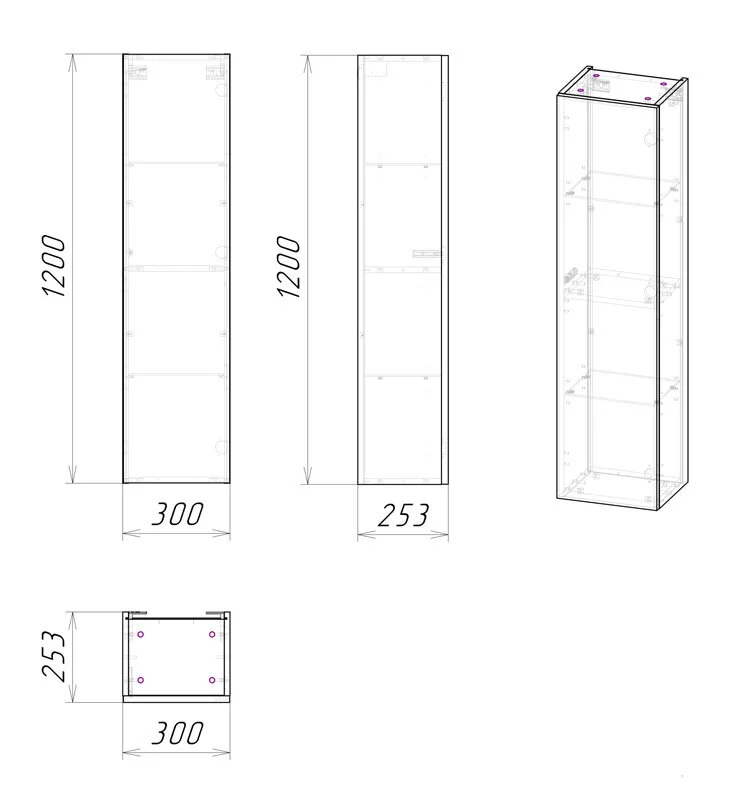 Шкаф-пенал Grossman Альба 303009 белый, коричневый