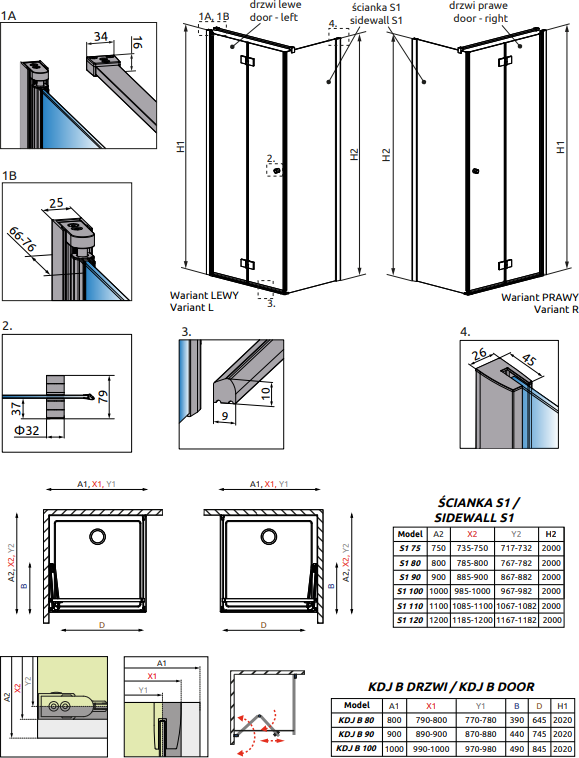 Дверь для душевого уголка 90 см Radaway Essenza New KDJ B door 90 left 385082-01-01L стекло прозрачное