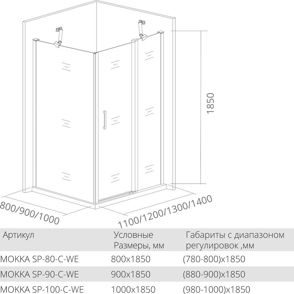 Боковая стенка Good Door Mokka SP-80-C-WE МК00009 стекло прозрачное