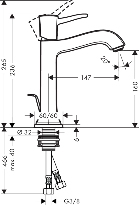 Смеситель Hansgrohe Metropol Classic 31302000 для раковины