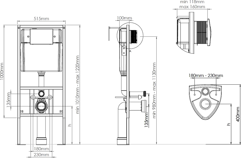 Комплект Унитаз подвесной VitrA Shift 7742B003-0075 белый глянцевый + Крышка DIWO Шифт 0405 с микролифтом + Инсталляция + Кнопка 7320 белая